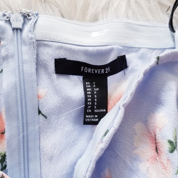 Baby Blue Floral Bell Of Shoulder Mini Dress - Picture 2 of 3